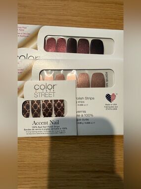 Over 2 Packages color Street nail wraps, metallic copper brown